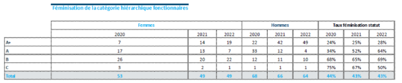 féminisation de la catégorie hiérarchique fonctionnaires